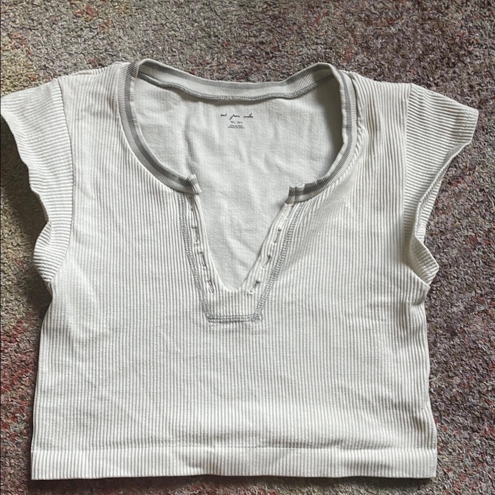 White Ribbed Women's Top